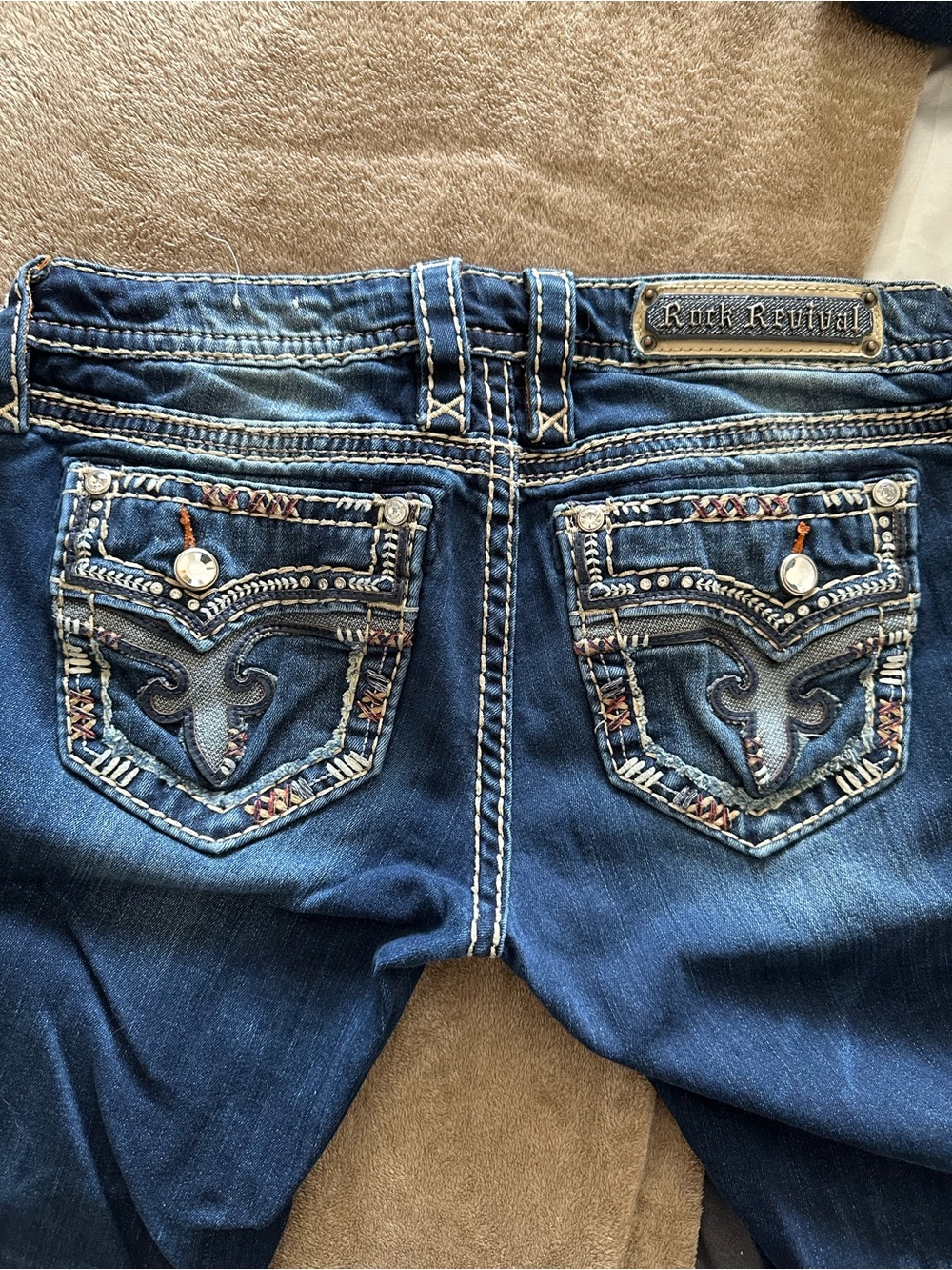 Rock Revival Dark Blue Embroidered & Studded Betty Boot Jeans